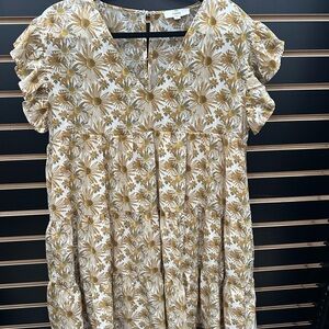 entro Mustard & Cream Daisy Print Dress